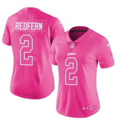 Women's Nike Detroit Lions #2 Kasey Redfern Limited Pink Rush Fashion NFL Jersey