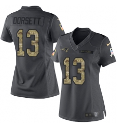 Women's Nike New England Patriots #13 Phillip Dorsett Limited Black 2016 Salute to Service NFL Jersey