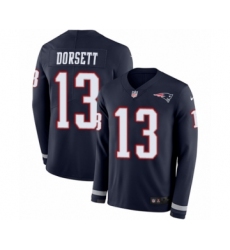 Youth Nike New England Patriots #13 Phillip Dorsett Limited Navy Blue Therma Long Sleeve NFL Jersey