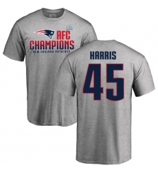 Nike New England Patriots #45 David Harris Heather Gray 2017 AFC Champions V-Neck T-Shirt