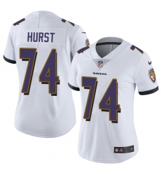 Women's Nike Baltimore Ravens #74 James Hurst White Vapor Untouchable Limited Player NFL Jersey