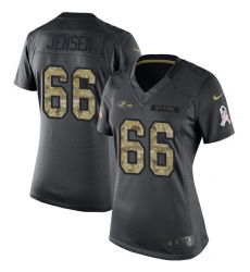 Women's Nike Baltimore Ravens #66 Ryan Jensen Limited Black 2016 Salute to Service NFL Jersey