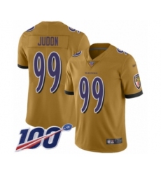 Men's Baltimore Ravens #99 Matt Judon Limited Gold Inverted Legend 100th Season Football Jersey
