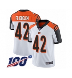 Men's Cincinnati Bengals #42 Clayton Fejedelem White Vapor Untouchable Limited Player 100th Season Football Jersey