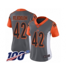 Women's Cincinnati Bengals #42 Clayton Fejedelem Limited Silver Inverted Legend 100th Season Football Jersey