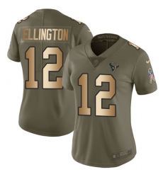 Women's Nike Houston Texans #12 Bruce Ellington Limited Olive/Gold 2017 Salute to Service NFL Jersey