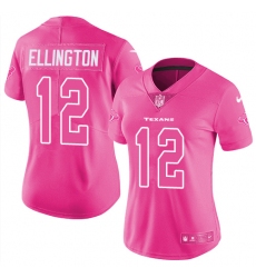 Women's Nike Houston Texans #12 Bruce Ellington Limited Pink Rush Fashion NFL Jersey