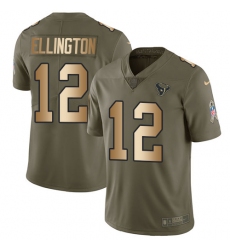 Youth Nike Houston Texans #12 Bruce Ellington Limited Olive/Gold 2017 Salute to Service NFL Jersey