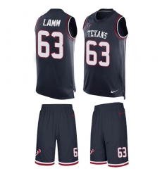 Men's Nike Houston Texans #63 Kendall Lamm Limited Navy Blue Tank Top Suit NFL Jersey