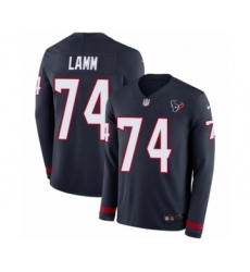Men's Nike Houston Texans #74 Kendall Lamm Limited Navy Blue Therma Long Sleeve NFL Jersey