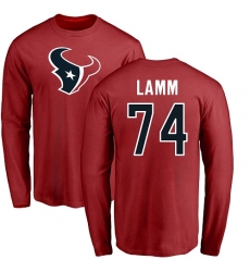 NFL Nike Houston Texans #74 Kendall Lamm Red Name & Number Logo Long Sleeve T-Shirt