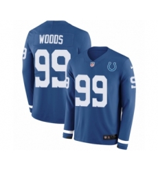 Youth Nike Indianapolis Colts #99 Al Woods Limited Blue Therma Long Sleeve NFL Jersey