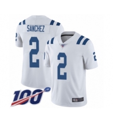 Men's Indianapolis Colts #2 Rigoberto Sanchez White Vapor Untouchable Limited Player 100th Season Football Jersey