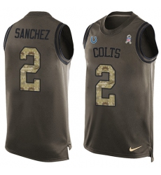 Men's Nike Indianapolis Colts #2 Rigoberto Sanchez Limited Green Salute to Service Tank Top NFL Jersey