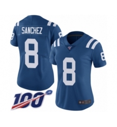 Women's Indianapolis Colts #8 Rigoberto Sanchez Royal Blue Team Color Vapor Untouchable Limited Player 100th Season Football Jersey