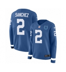 Women's Nike Indianapolis Colts #2 Rigoberto Sanchez Limited Blue Therma Long Sleeve NFL Jersey