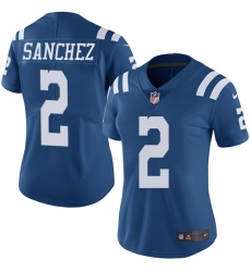 Women's Nike Indianapolis Colts #2 Rigoberto Sanchez Limited Royal Blue Rush Vapor Untouchable NFL Jersey