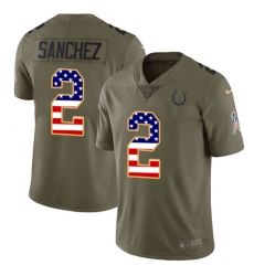 Youth Nike Indianapolis Colts #2 Rigoberto Sanchez Limited Olive/USA Flag 2017 Salute to Service NFL Jersey