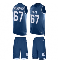 Men's Nike Indianapolis Colts #67 Jeremy Vujnovich Limited Royal Blue Tank Top Suit NFL Jersey
