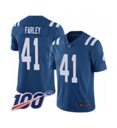 Men's Indianapolis Colts #41 Matthias Farley Royal Blue Team Color Vapor Untouchable Limited Player 100th Season Football Jersey