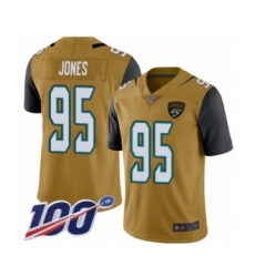 Men's Jacksonville Jaguars #95 Abry Jones Limited Gold Rush Vapor Untouchable 100th Season Football Jersey