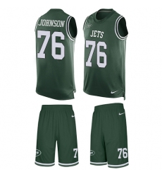 Men's Nike New York Jets #76 Wesley Johnson Limited Green Tank Top Suit NFL Jersey