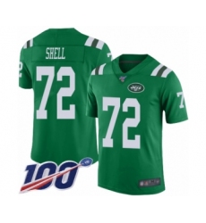 Men's New York Jets #72 Brandon Shell Limited Green Rush Vapor Untouchable 100th Season Football Jersey