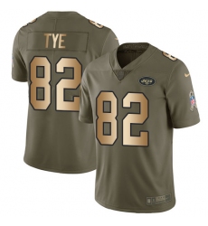 Youth Nike New York Jets #82 Will Tye Limited Olive/Gold 2017 Salute to Service NFL Jersey