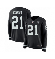 Women's Nike Oakland Raiders #21 Gareon Conley Limited Black Therma Long Sleeve NFL Jersey
