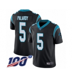 Men's Carolina Panthers #5 Michael Palardy Black Team Color Vapor Untouchable Limited Player 100th Season Football Jersey