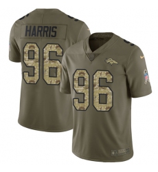 Men's Nike Denver Broncos #96 Shelby Harris Limited Olive/Camo 2017 Salute to Service NFL Jersey