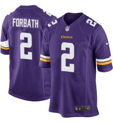 Men's Nike Minnesota Vikings #2 Kai Forbath Game Purple Team Color NFL Jersey