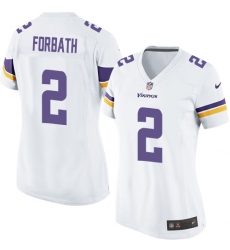 Women's Nike Minnesota Vikings #2 Kai Forbath Game White NFL Jersey