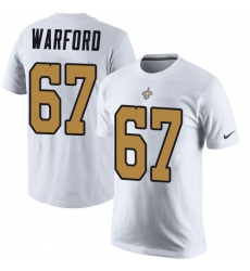 Nike New Orleans Saints #67 Larry Warford White Rush Pride Name & Number T-Shirt