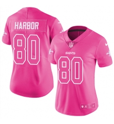 Women's Nike New Orleans Saints #80 Clay Harbor Limited Pink Rush Fashion NFL Jersey
