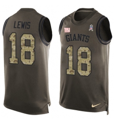 Men's Nike New York Giants #18 Roger Lewis Limited Green Salute to Service Tank Top NFL Jersey