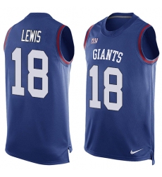 Men's Nike New York Giants #18 Roger Lewis Limited Royal Blue Player Name & Number Tank Top NFL Jersey
