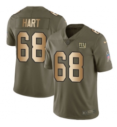 Men's Nike New York Giants #68 Bobby Hart Limited Olive/Gold 2017 Salute to Service NFL Jersey