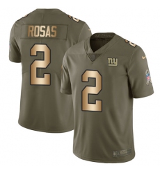 Men's Nike New York Giants #2 Aldrick Rosas Limited Olive/Gold 2017 Salute to Service NFL Jersey