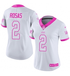 Women's Nike New York Giants #2 Aldrick Rosas Limited White/Pink Rush Fashion NFL Jersey