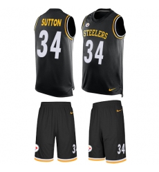 Men's Nike Pittsburgh Steelers #34 Cameron Sutton Limited Black Tank Top Suit NFL Jersey
