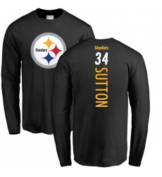 NFL Nike Pittsburgh Steelers #34 Cameron Sutton Black Backer Long Sleeve T-Shirt