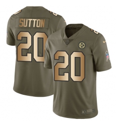 Youth Nike Pittsburgh Steelers #20 Cameron Sutton Limited Olive Gold 2017 Salute to Service NFL Jersey