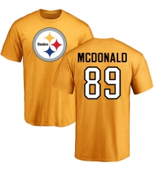 NFL Nike Pittsburgh Steelers #89 Vance McDonald Gold Name & Number Logo T-Shirt