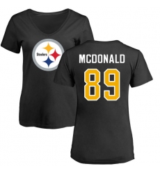 NFL Women's Nike Pittsburgh Steelers #89 Vance McDonald Black Name & Number Logo Slim Fit T-Shirt