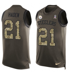 Men's Nike Pittsburgh Steelers #21 Joe Haden Limited Green Salute to Service Tank Top NFL Jersey