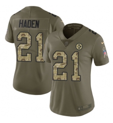 Women's Nike Pittsburgh Steelers #21 Joe Haden Limited Olive/Camo 2017 Salute to Service NFL Jersey