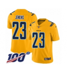 Men's Los Angeles Chargers #23 Rayshawn Jenkins Limited Gold Inverted Legend 100th Season Football Jersey