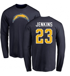 NFL Nike Los Angeles Chargers #23 Rayshawn Jenkins Navy Blue Name & Number Logo Long Sleeve T-Shirt