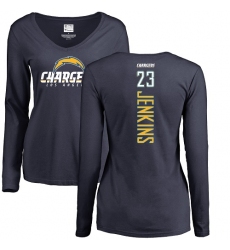 NFL Women's Nike Los Angeles Chargers #23 Rayshawn Jenkins Navy Blue Backer Long Sleeve T-Shirt